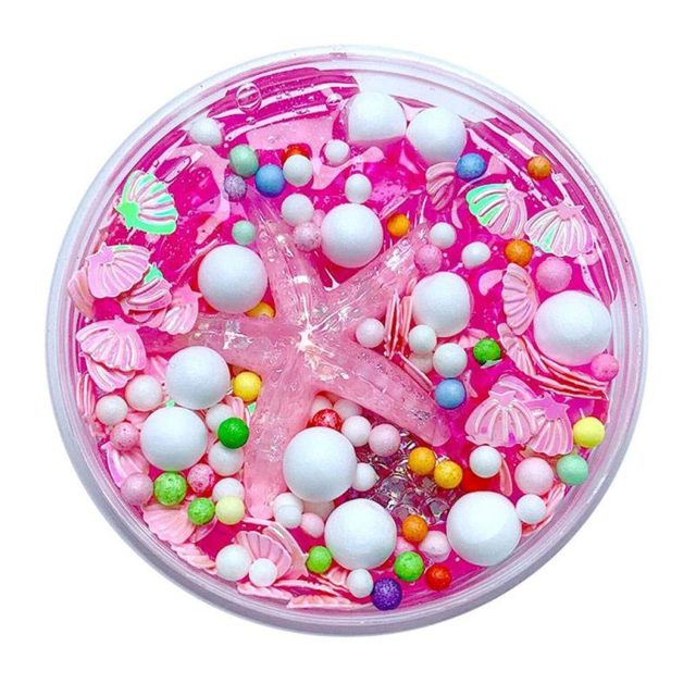 Pink Starfish Beach Slime with Foam Beads