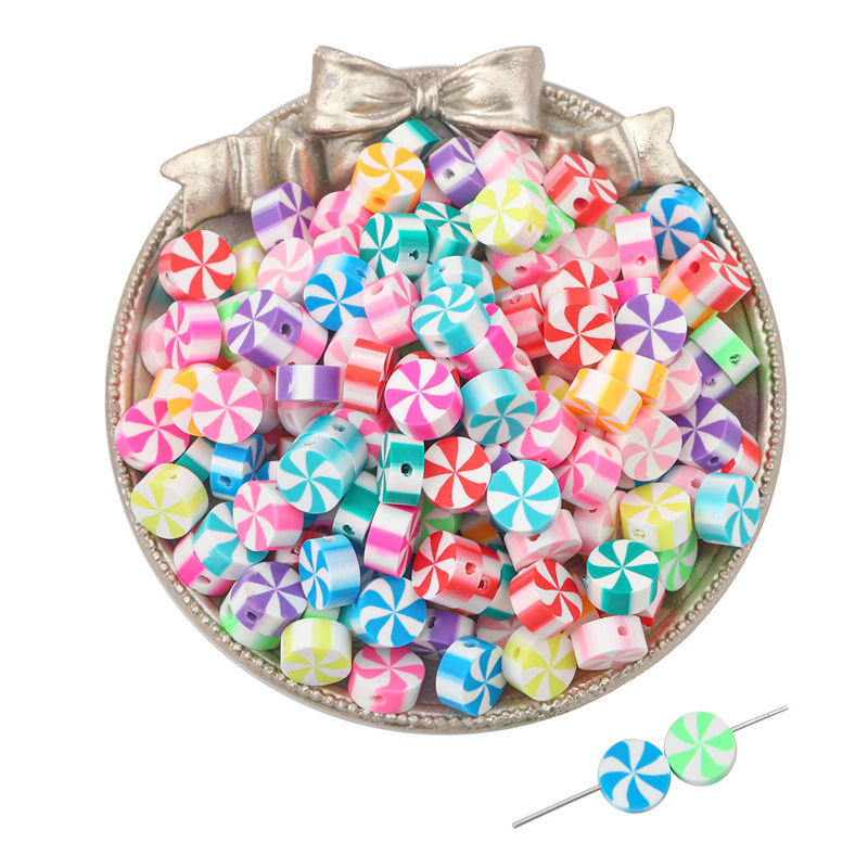 Peppermint Candy Polymer Clay Slice Beads