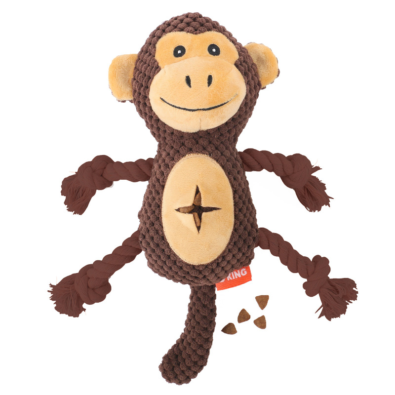 Monkey Squeaky Plush Dog Toy with Rope Limbs