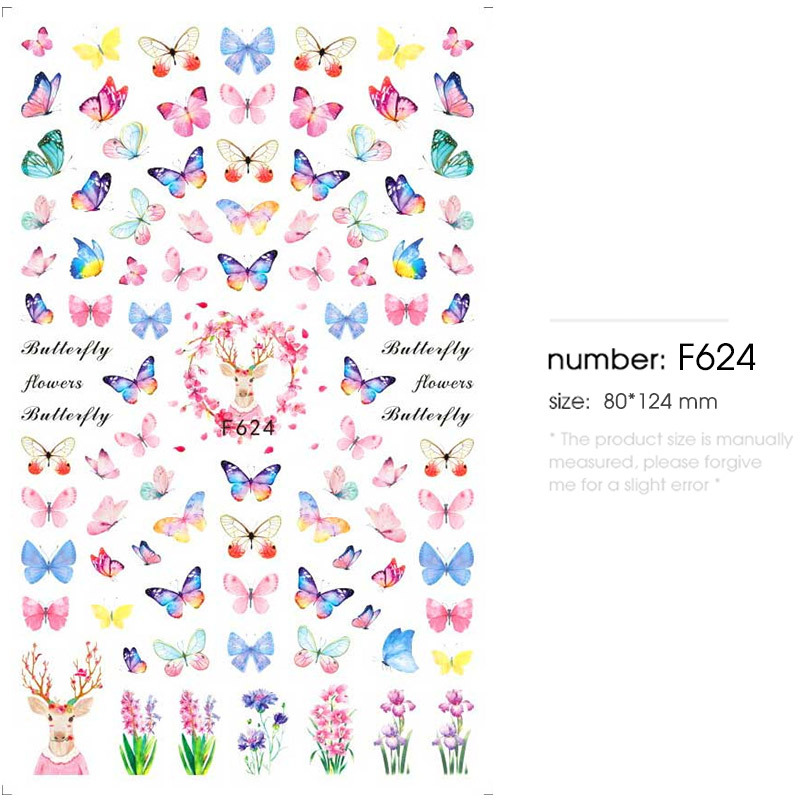 Watercolor Butterfly & Flower Nail Art Stickers