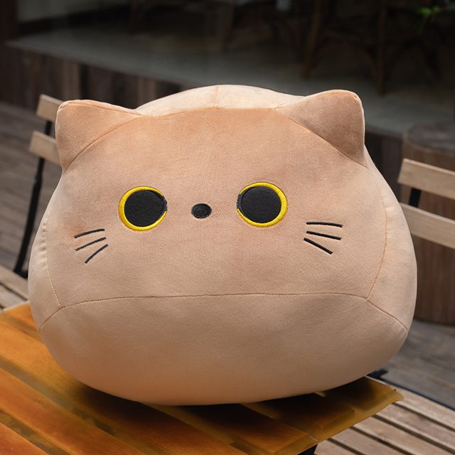 Round Tan Cat Pillow Plush โ photo 3