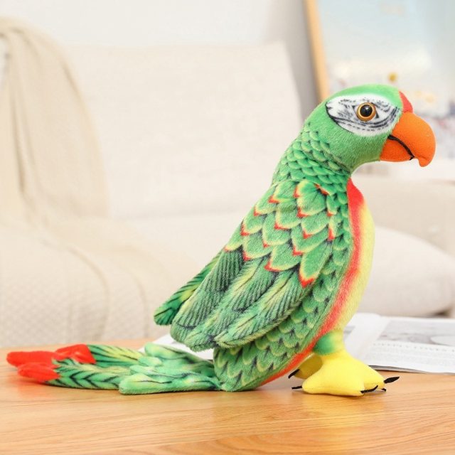 Realistic Green Parrot Plush With Red Tail — photo 2
