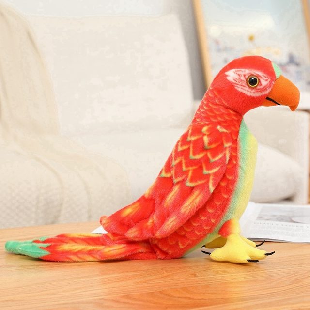 Realistic Fiery Red Parrot Plush