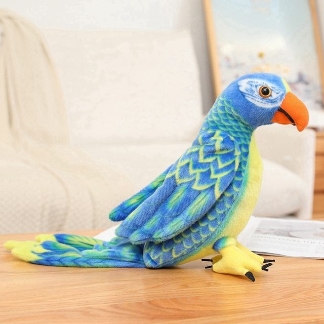Realistic Blue & Yellow Parrot Plush