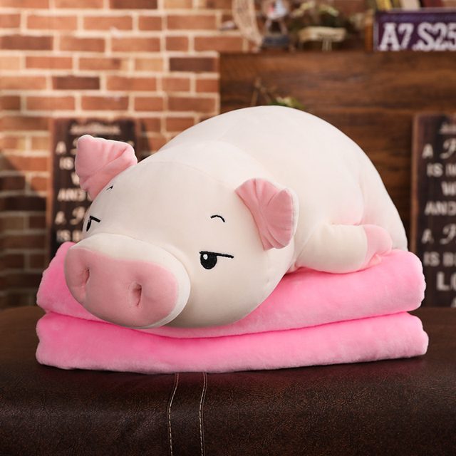 Drowsy Piggy Plush Pillow With Blanket, Cream 40cm โ photo 5