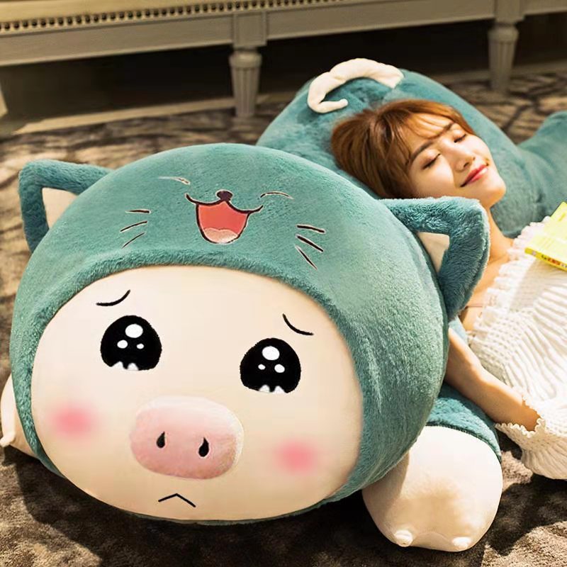 Giant Piggy-in-a-Cat-Hood Body Pillow Plush โ photo 2