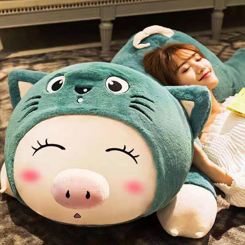 Giant Piggy-in-a-Cat-Hood Body Pillow Plush โ photo 6