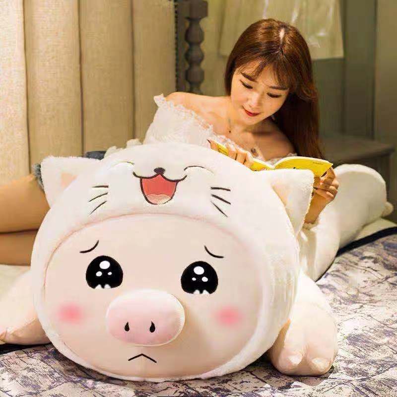 Giant Piggy-in-a-Cat-Hood Body Pillow Plush โ photo 3