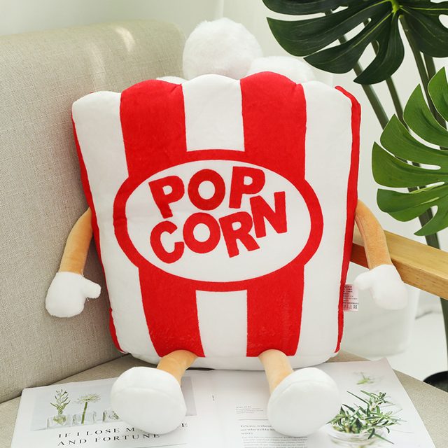 Smiley Popcorn Bucket Plush Pillow