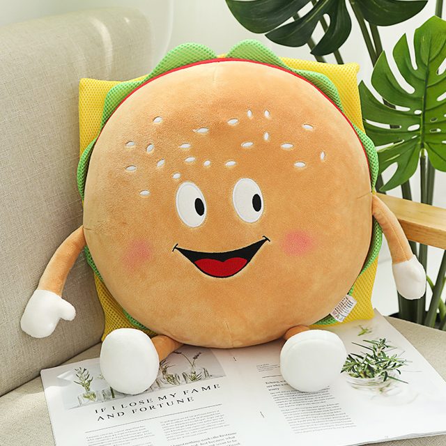 Smiley Cheeseburger Plush Pillow โ photo 2