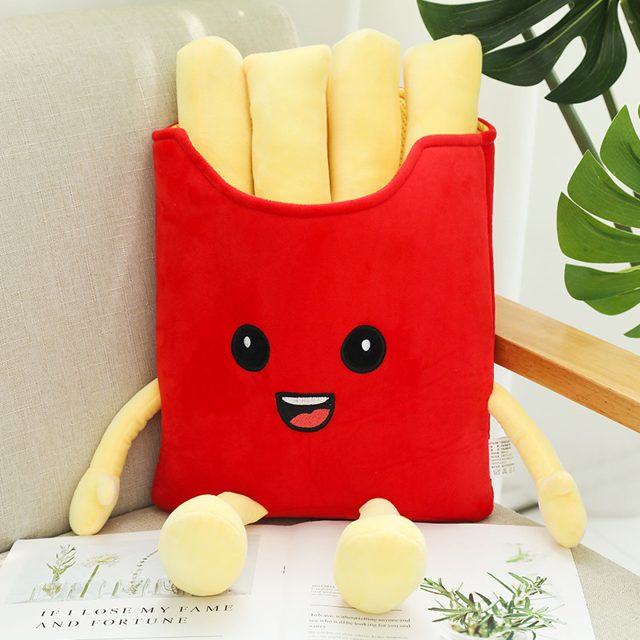 Smiley French Fries Plush Pillow