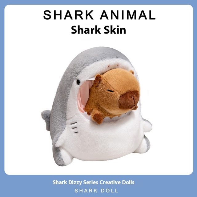 Shark-Hoodie Capybara Plush - 30cm