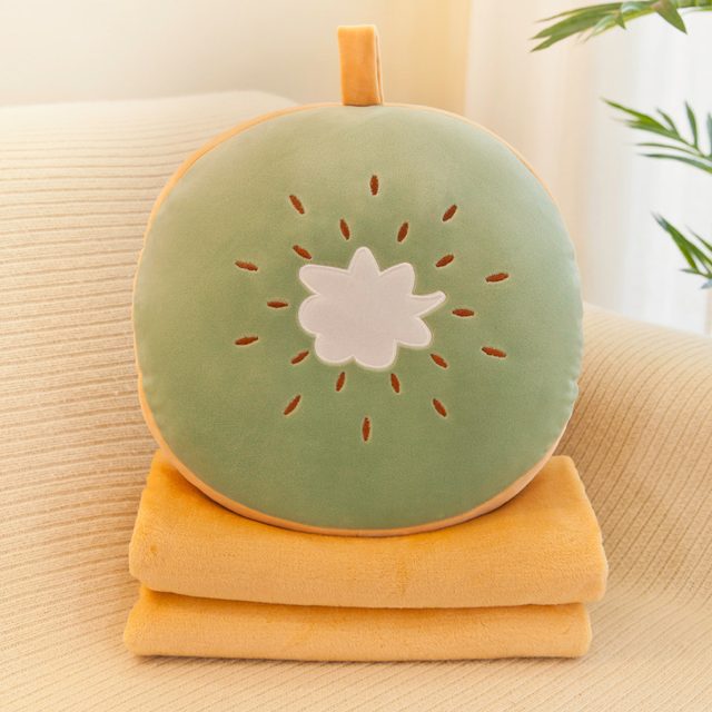 Kiwi Slice Round Cushion With Blanket