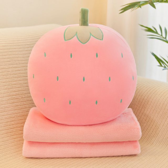 Strawberry Round Cushion With Blanket