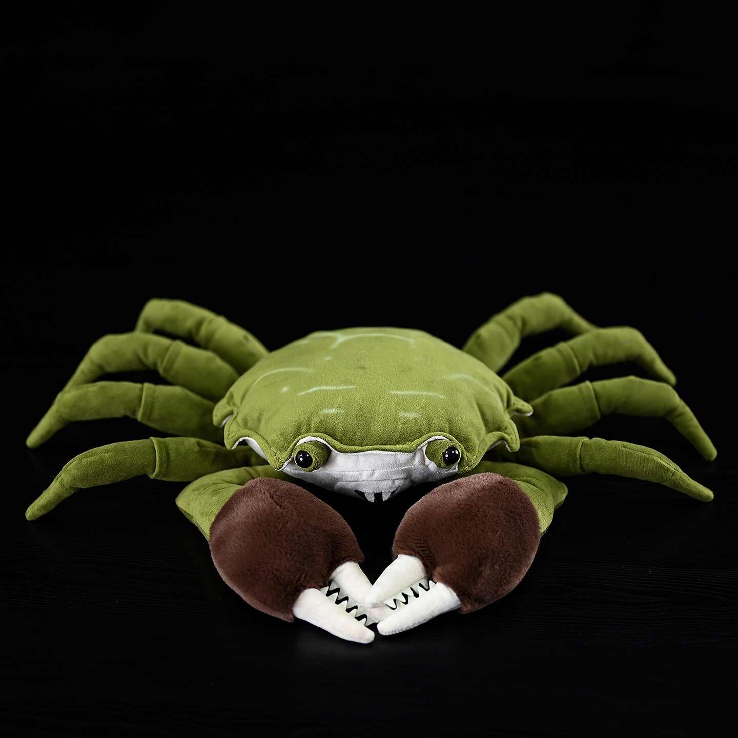 Realistic Green Crab Plush With Furry Claws