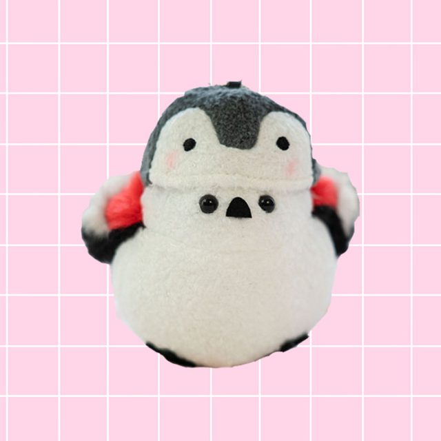 Baby Penguin Plush Charm with Red Wings
