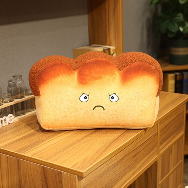 Grumpy Face Toast Loaf Cushion Plush — photo 2