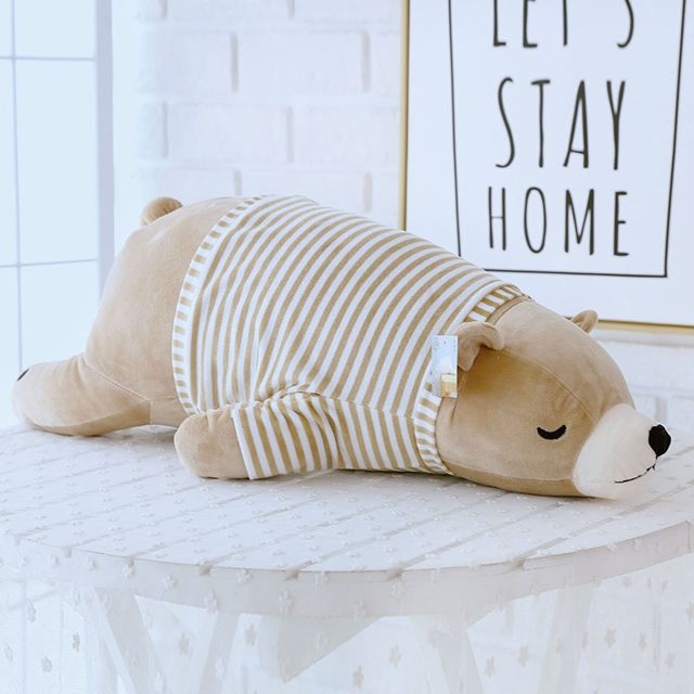 Sleepy Striped Pajama Polar Bear Plush โ photo 3
