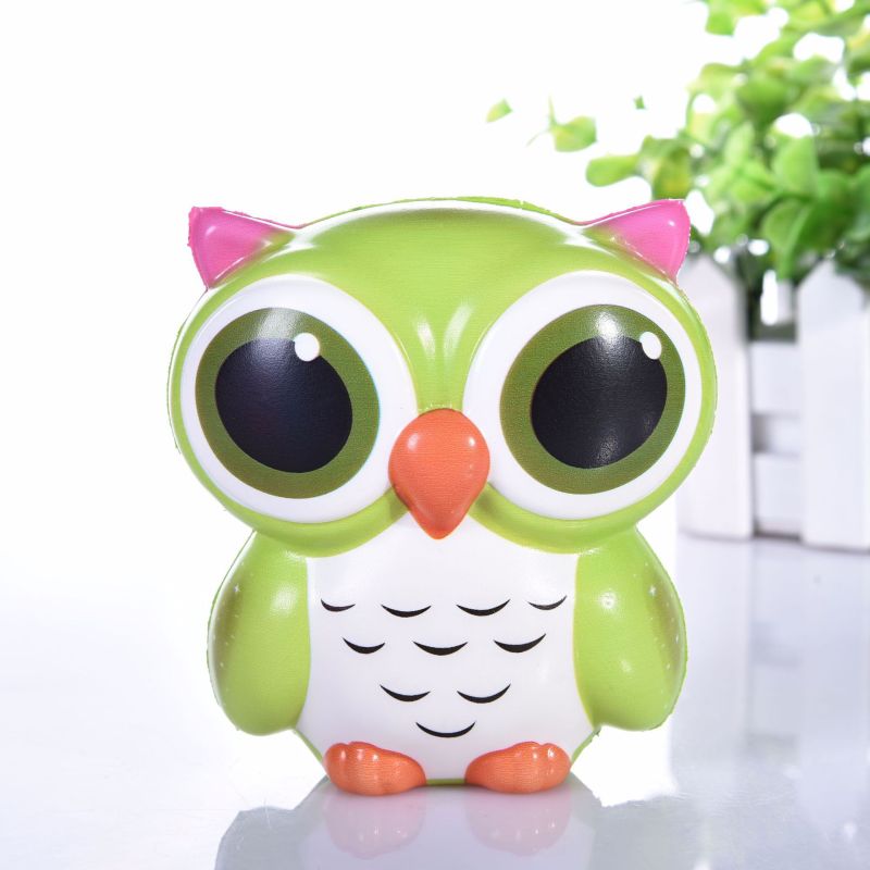 Big-Eyed Green Owl Squishy, Slow Rise