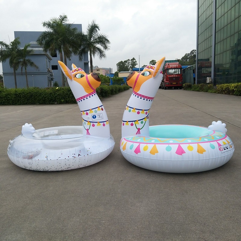 Inflatable Alpaca Swim Ring with Glitter Base