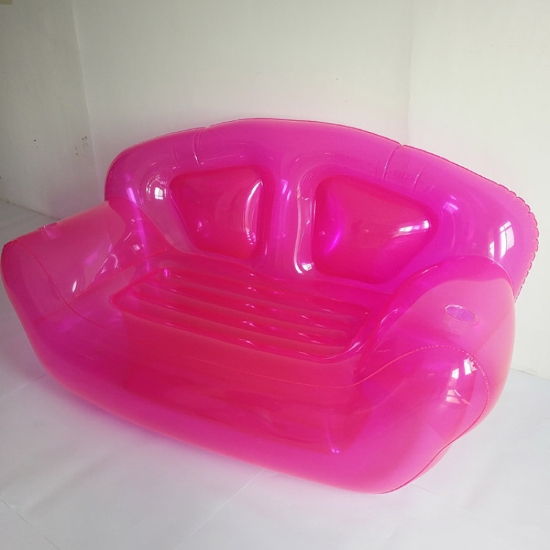Transparent Pink Inflatable Two-Seat Sofa