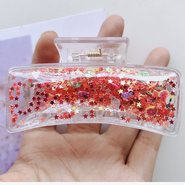 Floating Glitter Stars Liquid Hair Claw