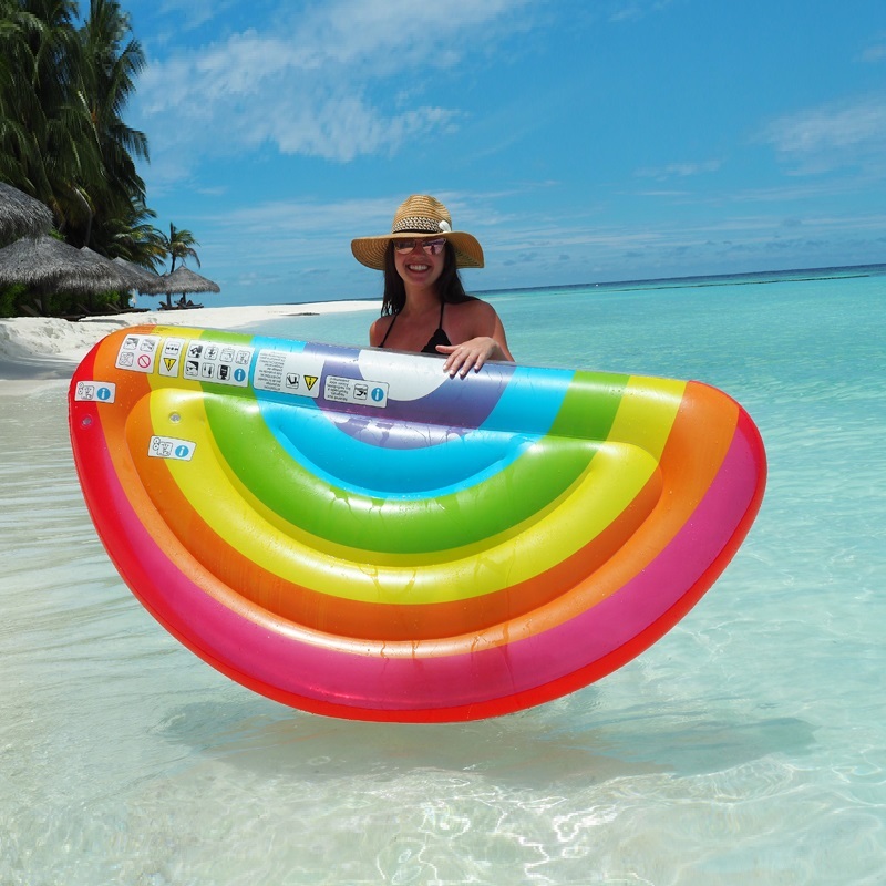 Rainbow Half-Moon Inflatable Pool Lounger