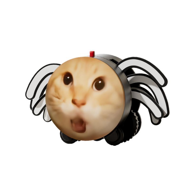 Motorized Crawling Spider Toy with Cat-Meme Face