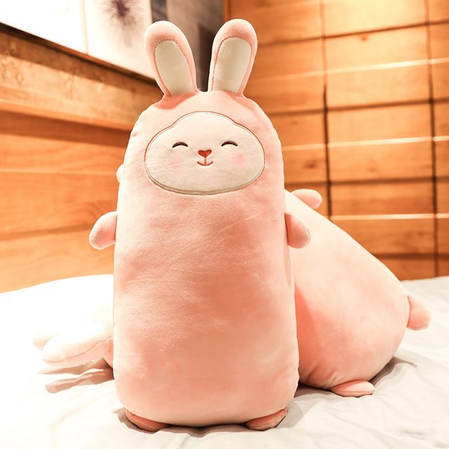 Smiley Bunny-Suit Bolster Plush