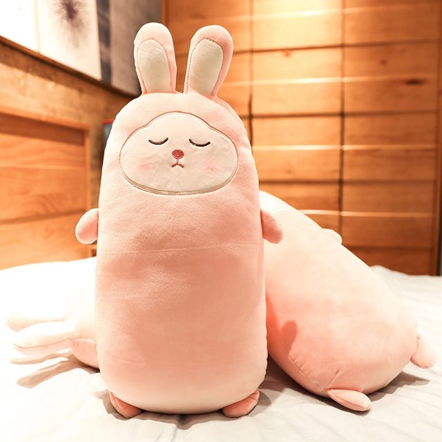 Sleepy Bunny-Suit Bolster Pillow Plush
