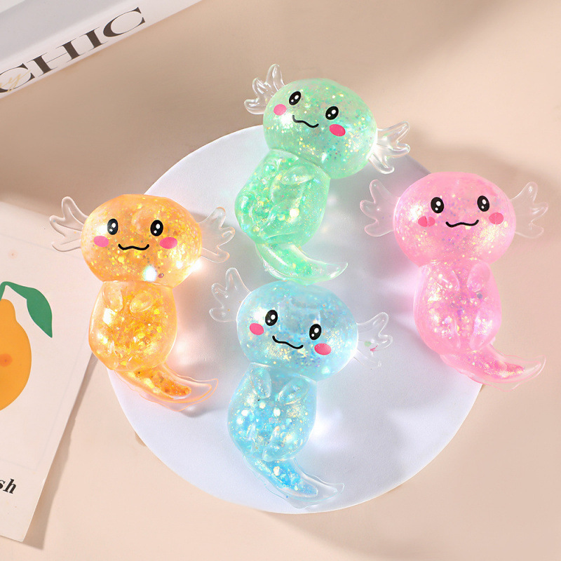 Glitter Axolotl Water-Bead Squishy Set