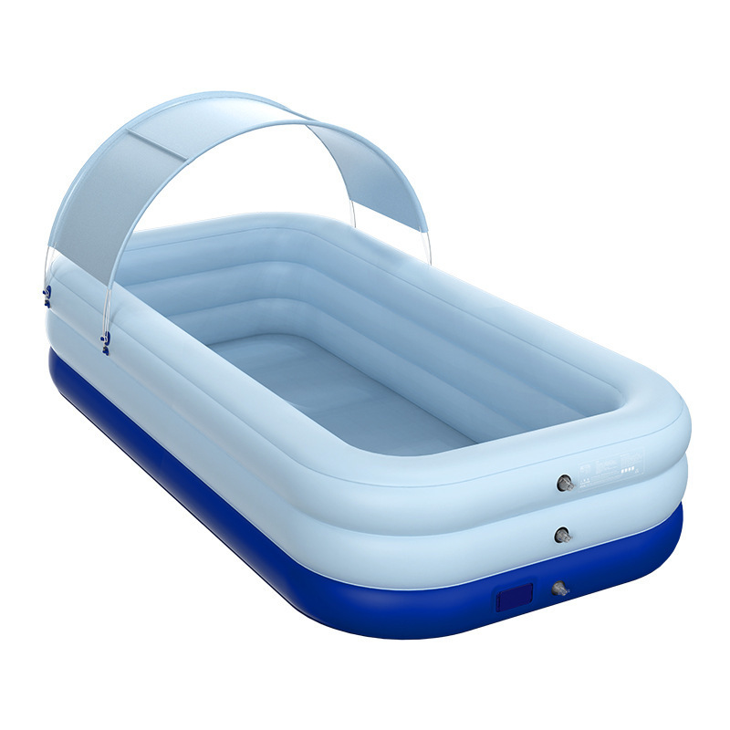 Self-Inflating Family Pool with Sun Shade Canopy