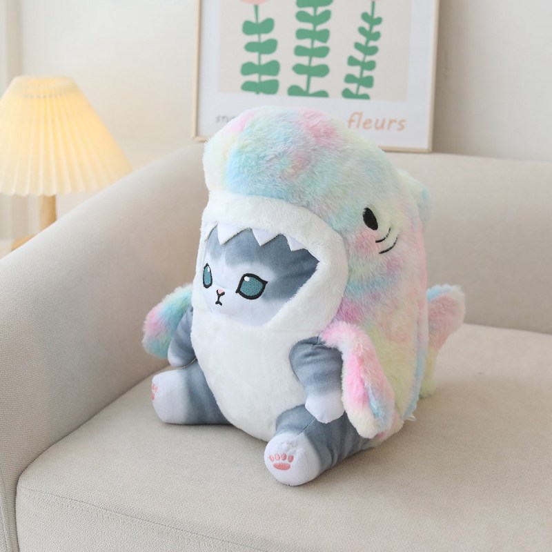 Kitten in Rainbow Shark Hoodie Plush โ photo 2