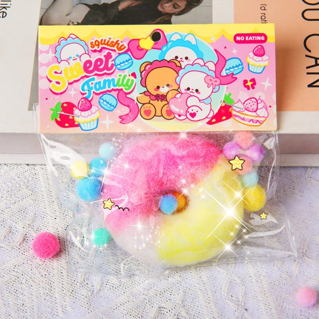 Sweet Family Fuzzy Pink Donut Squishy Bag