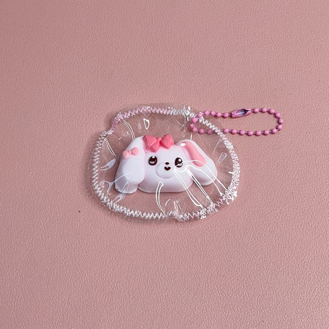White Bunny With a Bow Squishy Bag Charm