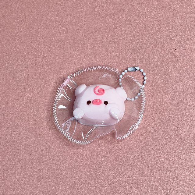Curly Pink Piggy Squishy Bag Charm