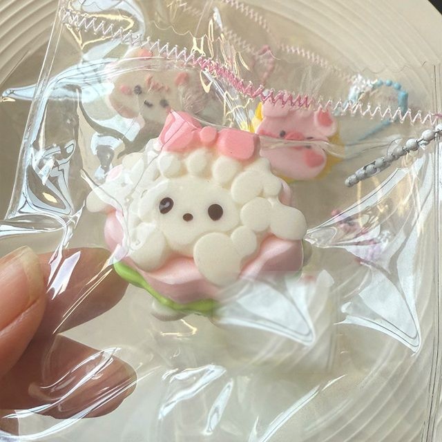 Fluffy Lamb Macaron Burger Bag Charm