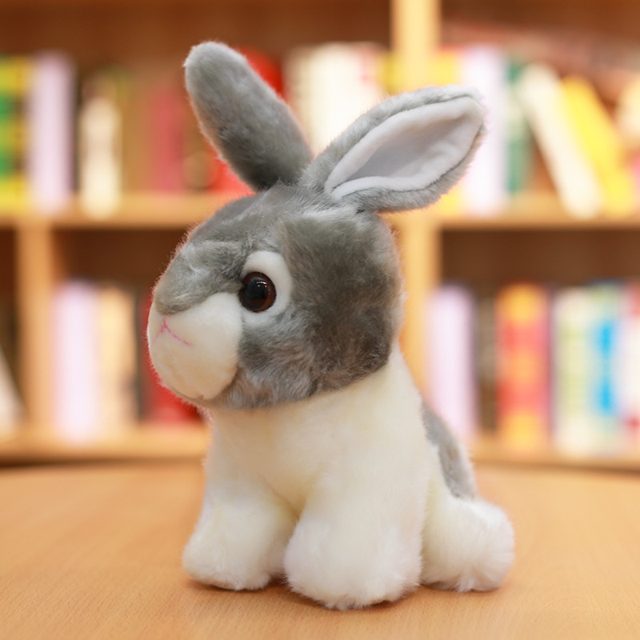 Sitting Grey & White Bunny Plush — photo 2