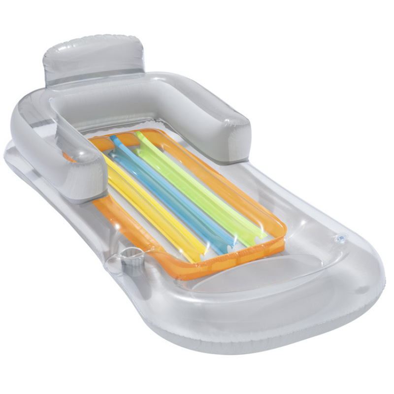 Transparent Blue Inflatable Pool Lounger With Headrest โ photo 2