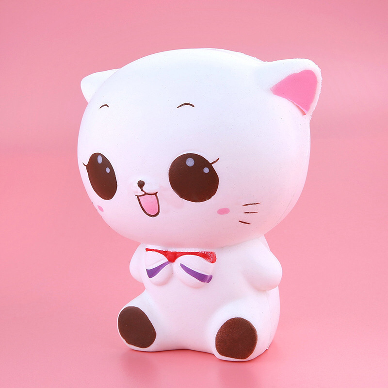 Bow-Tie White Cat Slow-Rise Squishy