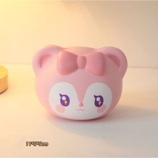 Pink Bow Raccoon Head Squishy