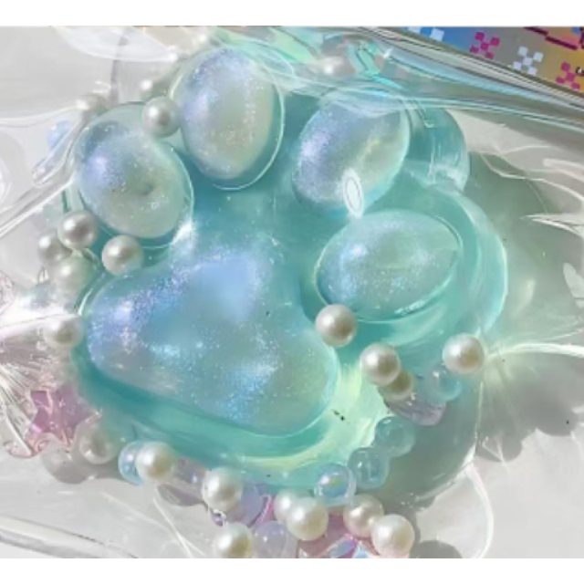 Mint Glitter Cat Paw Squishy