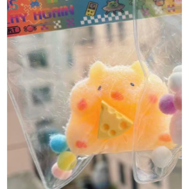 Fuzzy Yellow Cheese Cat Squishy