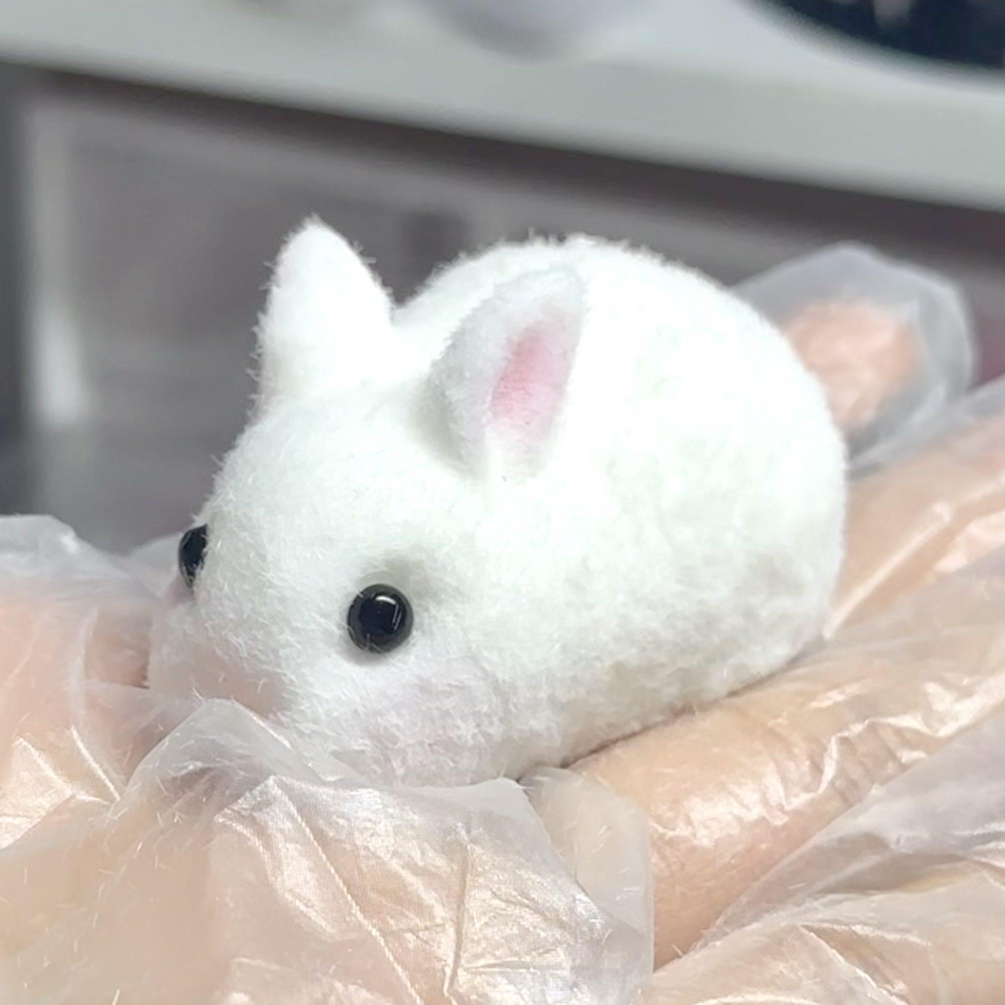 Fuzzy Flocked Bunny Plush