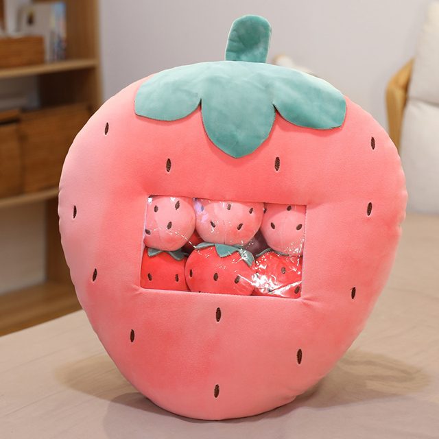Strawberry Pouch Plush With Mini Strawberry Plushies