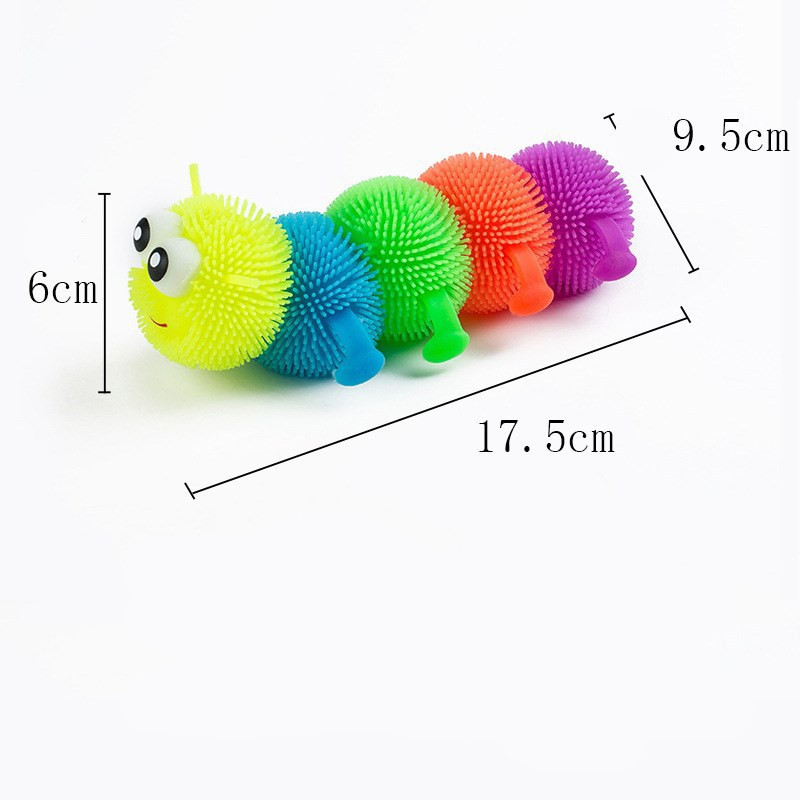 Rainbow Puffer Caterpillar Squeeze Toy