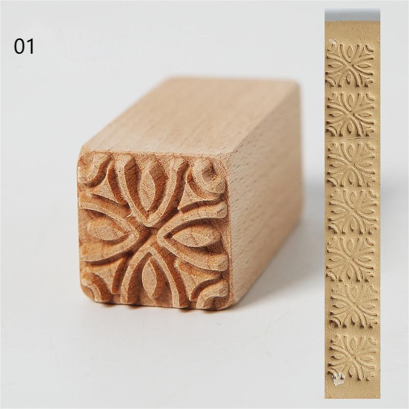 Carved Wood Pattern Stamp for Clay & Pottery