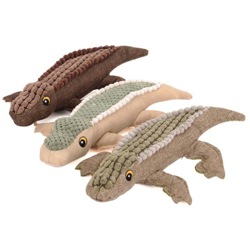 Burlap Crocodile Squeaky Dog Toy