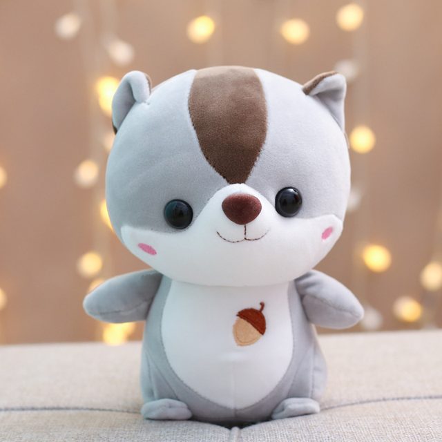 Big-Eyed Grey Squirrel With Acorn Plush