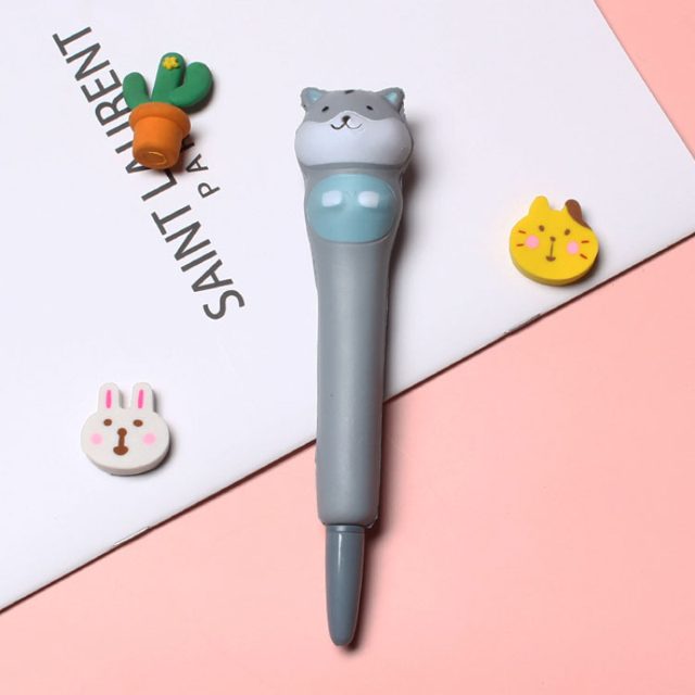 Squishy Grey Husky Gel Pen